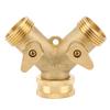 3/4 Inch 2?Way Garden Hose Splitter Garden Brass Water Connector with Valve US Standard