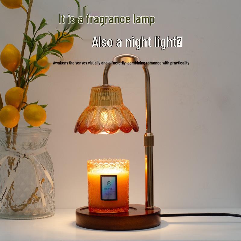 Retro Glass Aromatherapy Wax Melt Lamp - Flameless Scented Bedroom Night Light Desk Decor