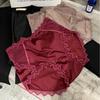 Plus Size Women's Satin Lace High Waist Sexy Pure Gauze Comfortable Cotton Crotch Bag Hip Panties