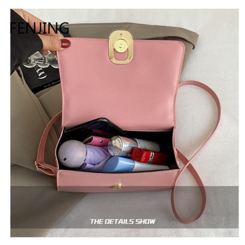 Simple Handle Handbags Small Square Bags 2025 Summer New Fashion Shoulder Bags for Women Pink Day Crossbody Bags Leather Purse