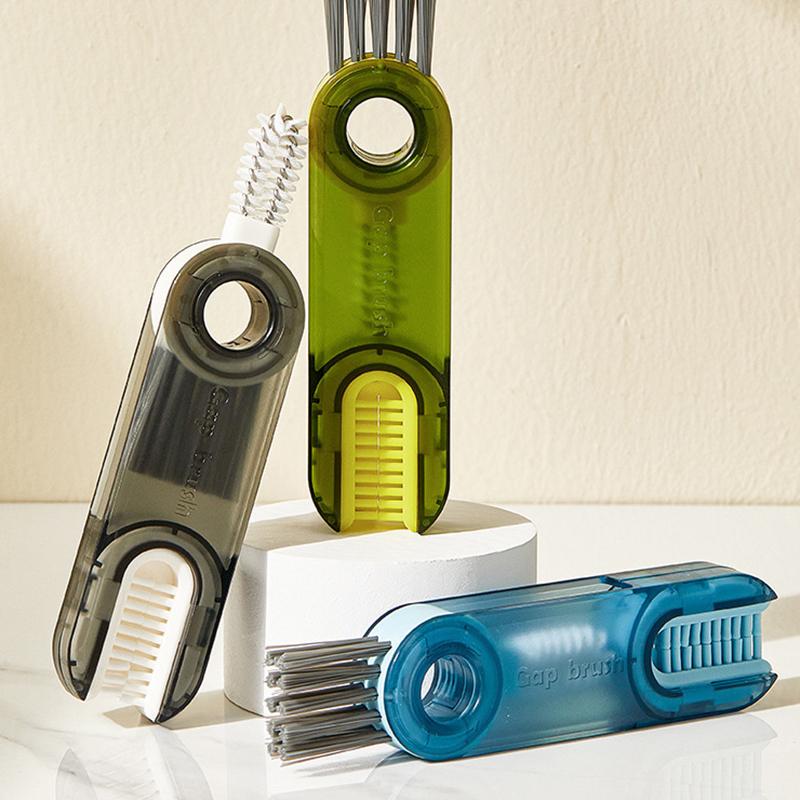 3-in-1 Cup Cleaning Brush Set for Versatile Kitchen Use with U-shaped Design and Water Gap Accessory