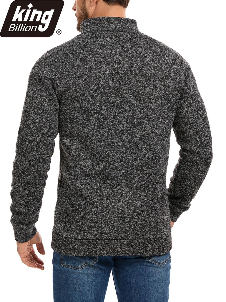King Billion Men's Half-Zip Stand Collar Fleece Pullover Autumn Spring Sweater Ideal for Daily Casual Wear Urban Strolls and Light Outdoor Activities