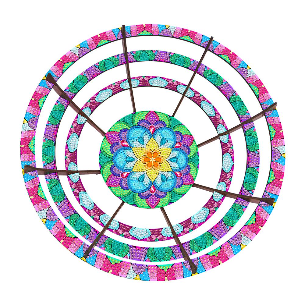 Flower Diamond Painting Wooden Serving Tray Decorative Diamond Painting Dinner Plate Tray Good for Parties Or Bed Food Tray