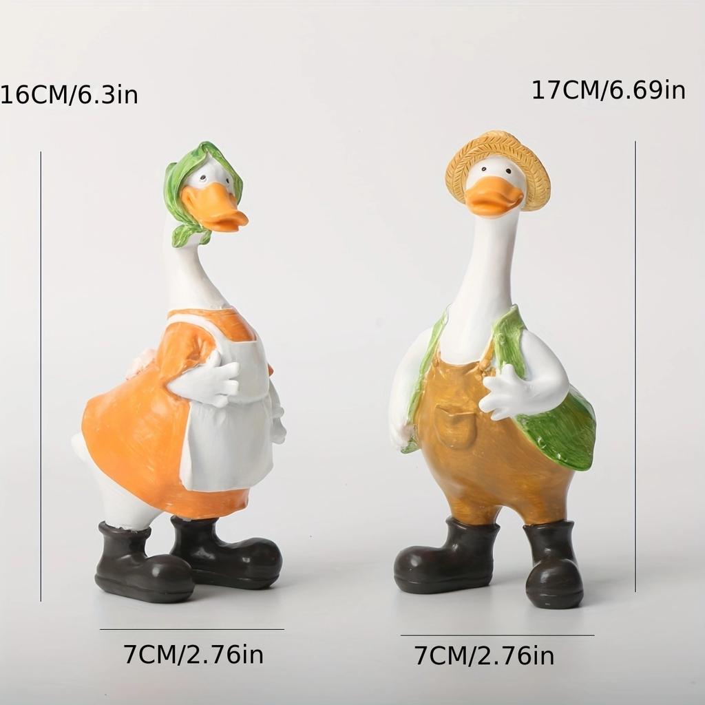 2pcs/set American Style Duck Ornament, DesktopLandscape Animal Resin Ornament, Cute Ornament, HomeLiving Room Bar Cafe Decor Orn
