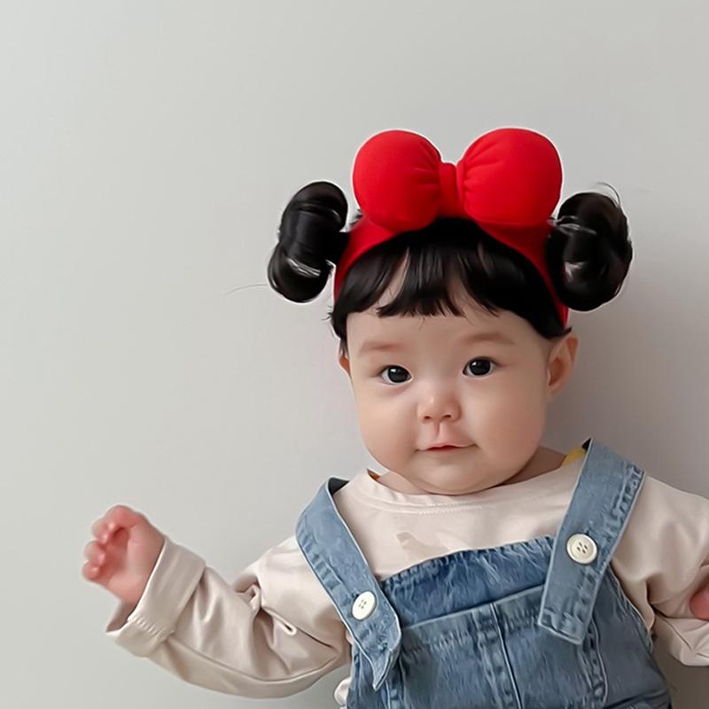 Модный милый детский парик для волос, повязка на голову для детей, бант для девочек, повязка на голову для новорожденных, парик для малышей, шапка, накладка для волос, головной убор для косплея