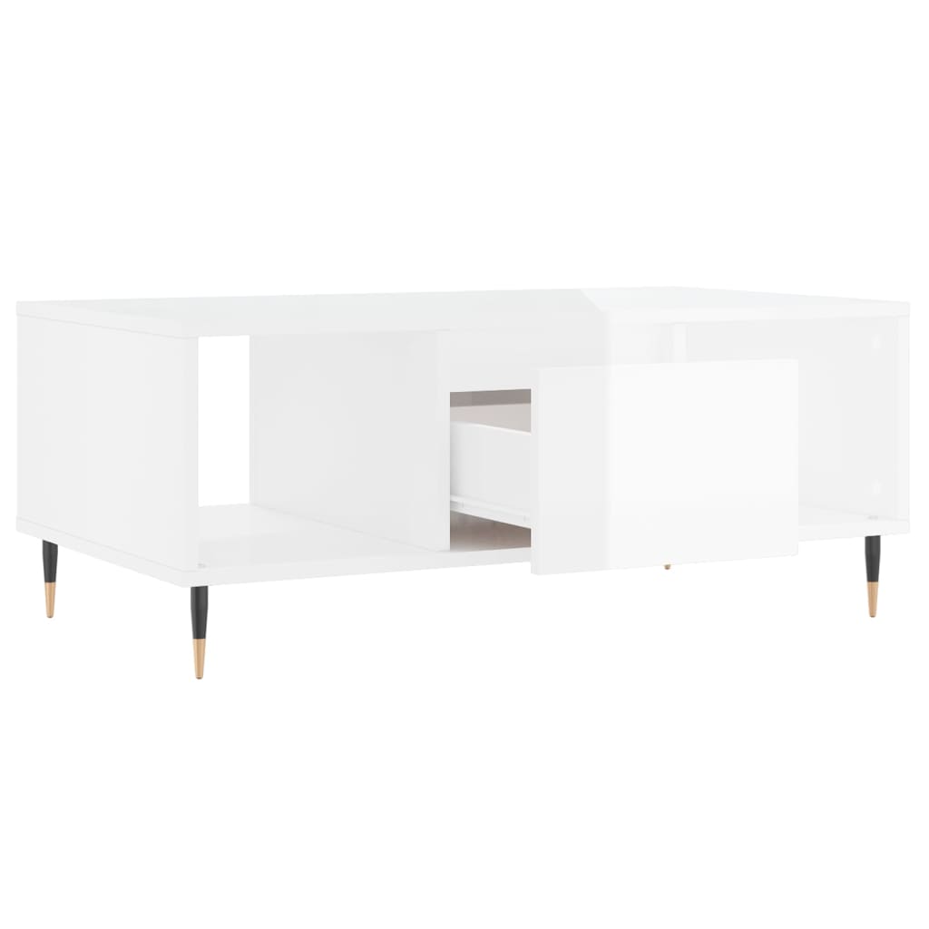 Coffee Table, High Gloss White, 90x50x36.5 Cm