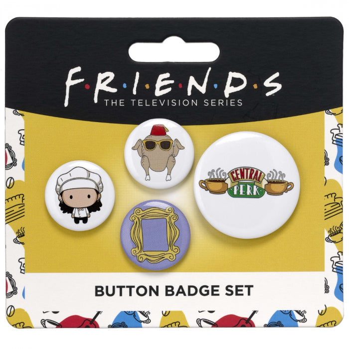 FRIENDS TV Show Set of 4 Monica Button Badges Multi