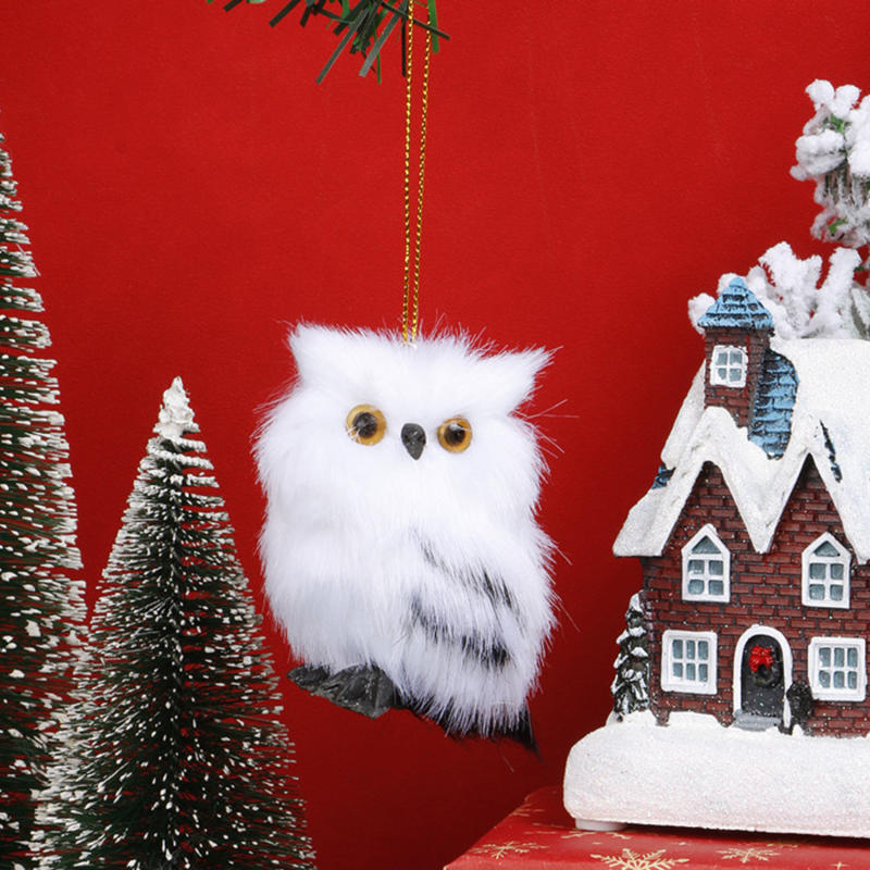 Owl Pendant Christmas Owl Ornament Toy Static State Owl Model Furry Cute Bird Party Christmas Ornament For Holiday Christmas Tree Decor