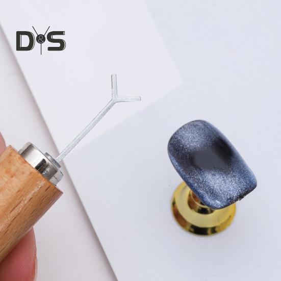 Двухголовочный магнитный стержень Y-образной формы из железной проволоки, набор маникюрных инструментов, простой в использовании, портативный, прочный деревянный цилиндрический магнитный стержень