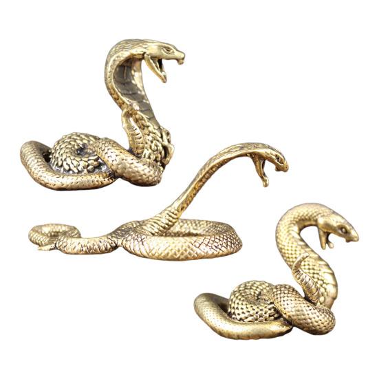 Латунная фигурка змеи, винтажная китайская модель змеи со знаком зодиака, мини-животное Боа из металла
