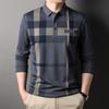 Весна и осень, мужская рубашка-поло с длинными рукавами и воротником, клетчатая футболка, нижняя рубашка, удобный повседневный мужской топ