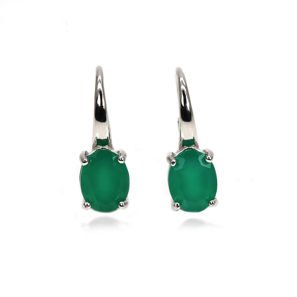 Bolaijewelry Серьги с натуральным зеленым агатом овальной формы 7*9 мм, серьги из стерлингового серебра 925 пробы, простые модные женские ювелирные изделия