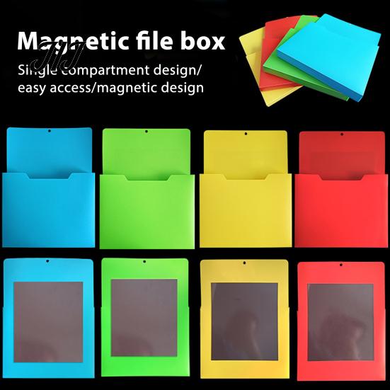 Wall Mount File Folder Holder with Large Magnetic Back, Hanging Plastic Document Pocket Organizer, A4 Paper Organizer Case for Whiteboard Refrigerator