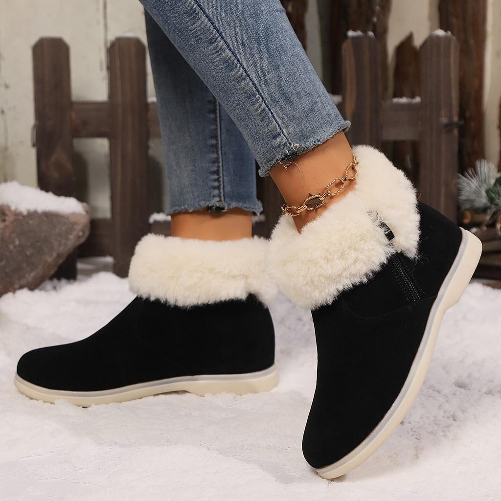 Winter Women's Plush Cotton Shoes Fashion Zipper Keep Warm Platform Shoes for Women Snow Boots Outdoor Casual Women's Ankle Boots