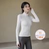 Fleece stand-up neck sports jacket women's running training fitness clothes elastic tight long-sleeved yoga clothes top spring models