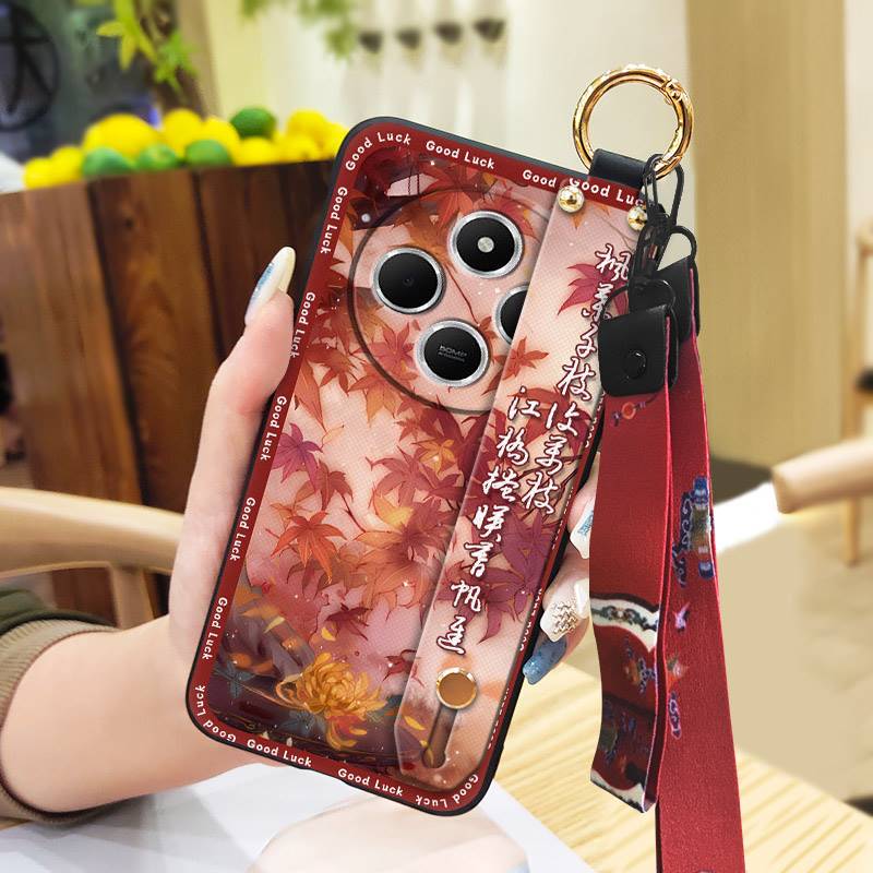 Waterproof Elderly lady Phone Case For Redmi A4 5G For Mom Wrist Strap Silicone Protective Soft case Phone Holder Ring