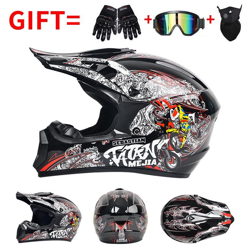 DOT Certified Full Face Off-Road Motorcycle Helmet Dirt Bike ATV Trail Riding Safety Gear