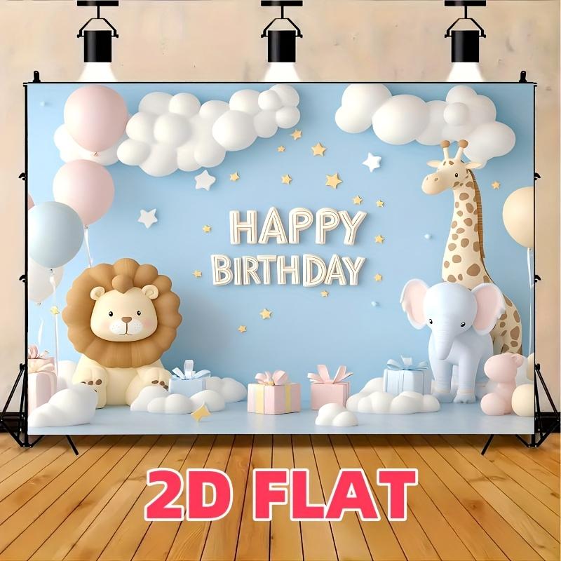 Плоскость 2D, 2D цельный фон из ткани для подарочной коробки с животными "С Днем Рождения", (1)