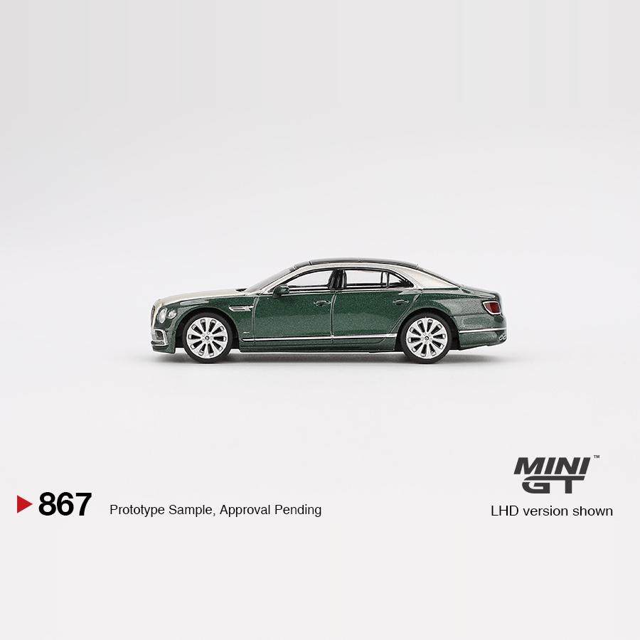 MINIGT 1/64 #867 Bentley Flying Spur Белый Песок Изумрудная Роскошь Металлическая Модель Автомобиля Миниатюрная Коллекция Diecast Украшение Хобби Подарки