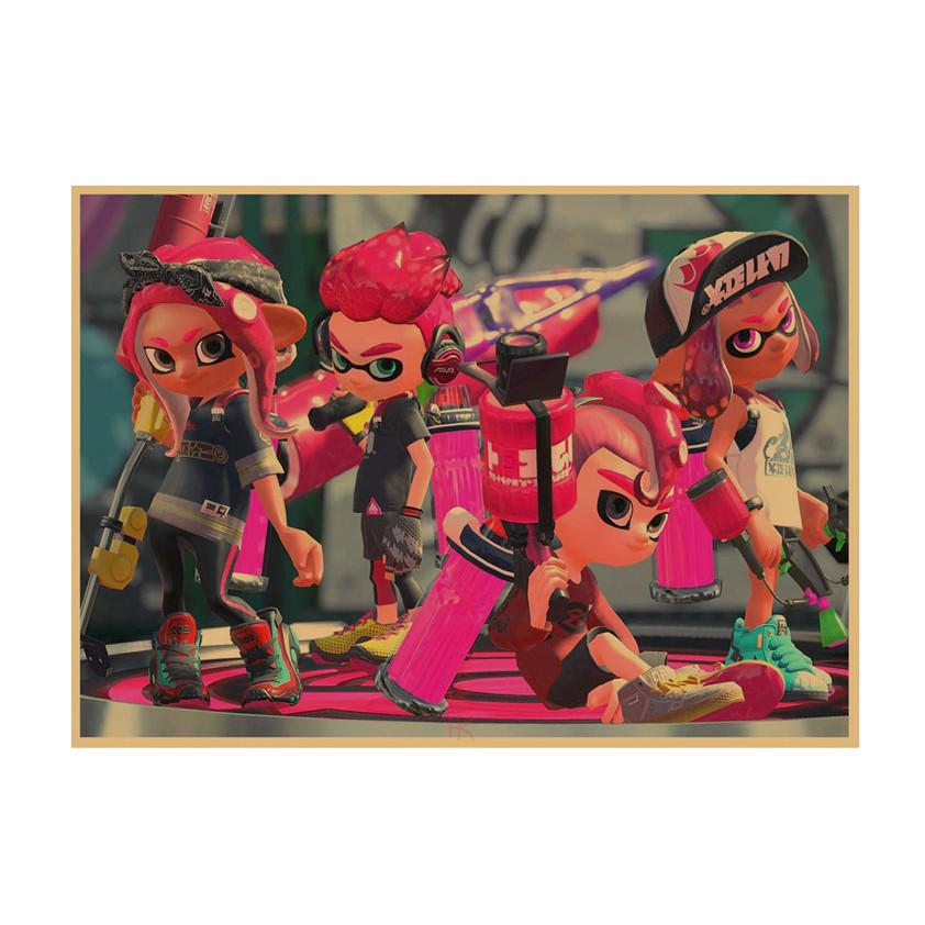 Splatoon Spray Warriors Ретро Аниме Постер для Игровых Комнат