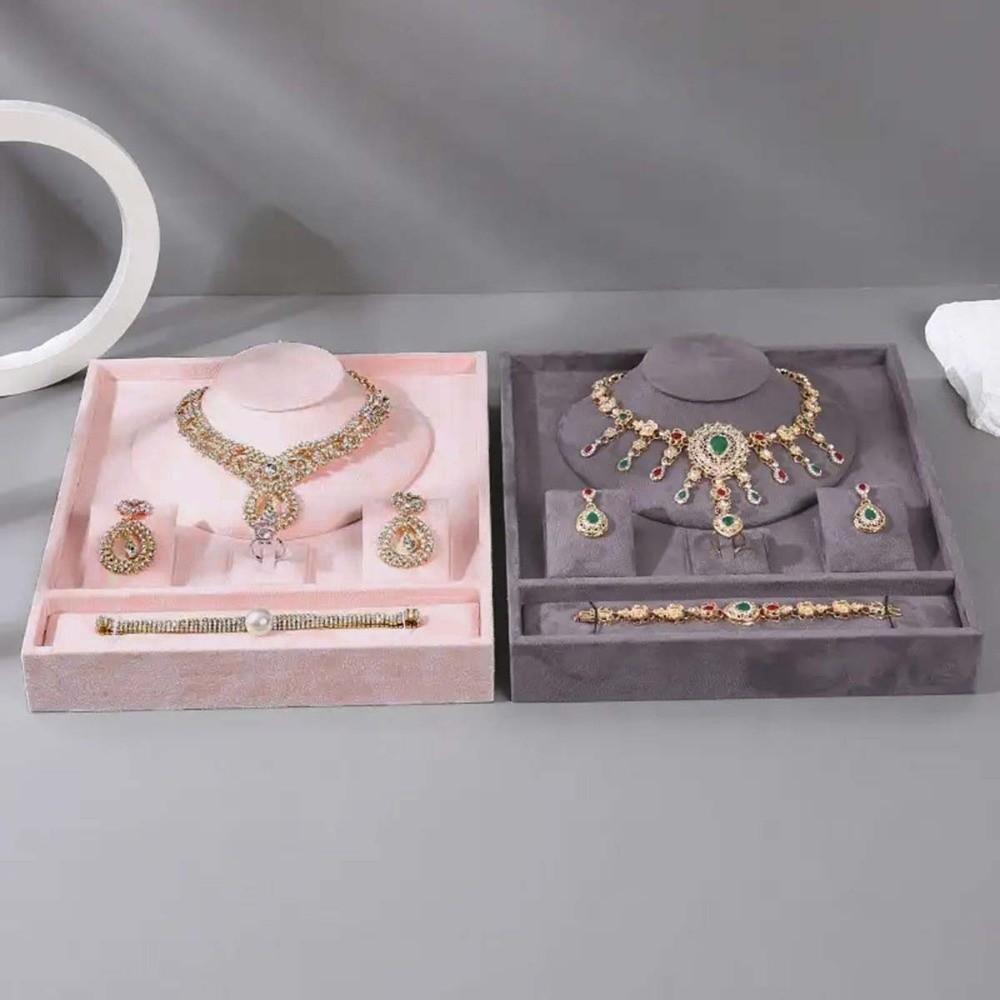 Texture Jewelry Tray with Partitioned High-end Jewelry Set Display Stand  Trinket