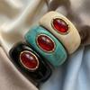 Inlay Geometric Wide Bangle Irregular Chunky Cuff Vintage Resin Acrylic Bracelet  Vintage