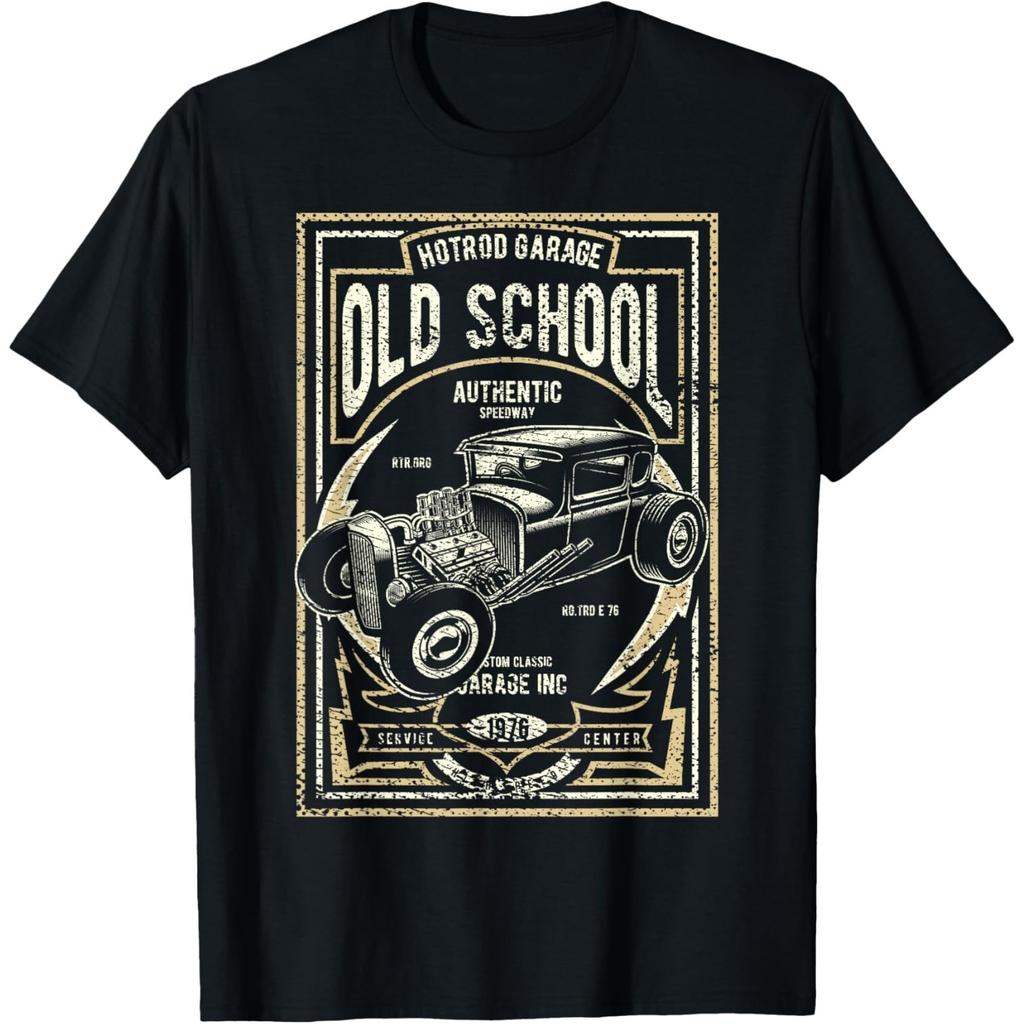 Мужская классическая футболка в стиле Old School Vintage Hot Rod Garage