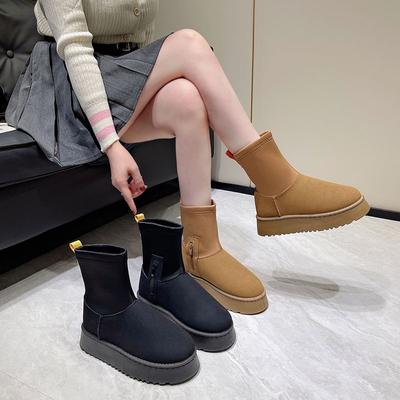 Элегантные ботильоны бренда AJGS для женщин 2024 года, зимняя обувь на мягкой платформе, женские плоские роскошные дизайнерские зимние ботинки