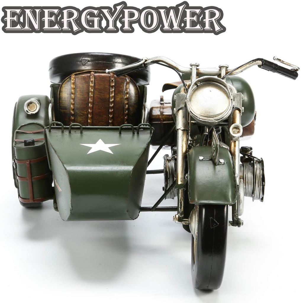 EnergyPower Changjiang 750 Vintage Bike 36cm Large Size Steel Model Deluxe Edition Handmade Finished Product Scale Retro Motorcycle Sidecar Military