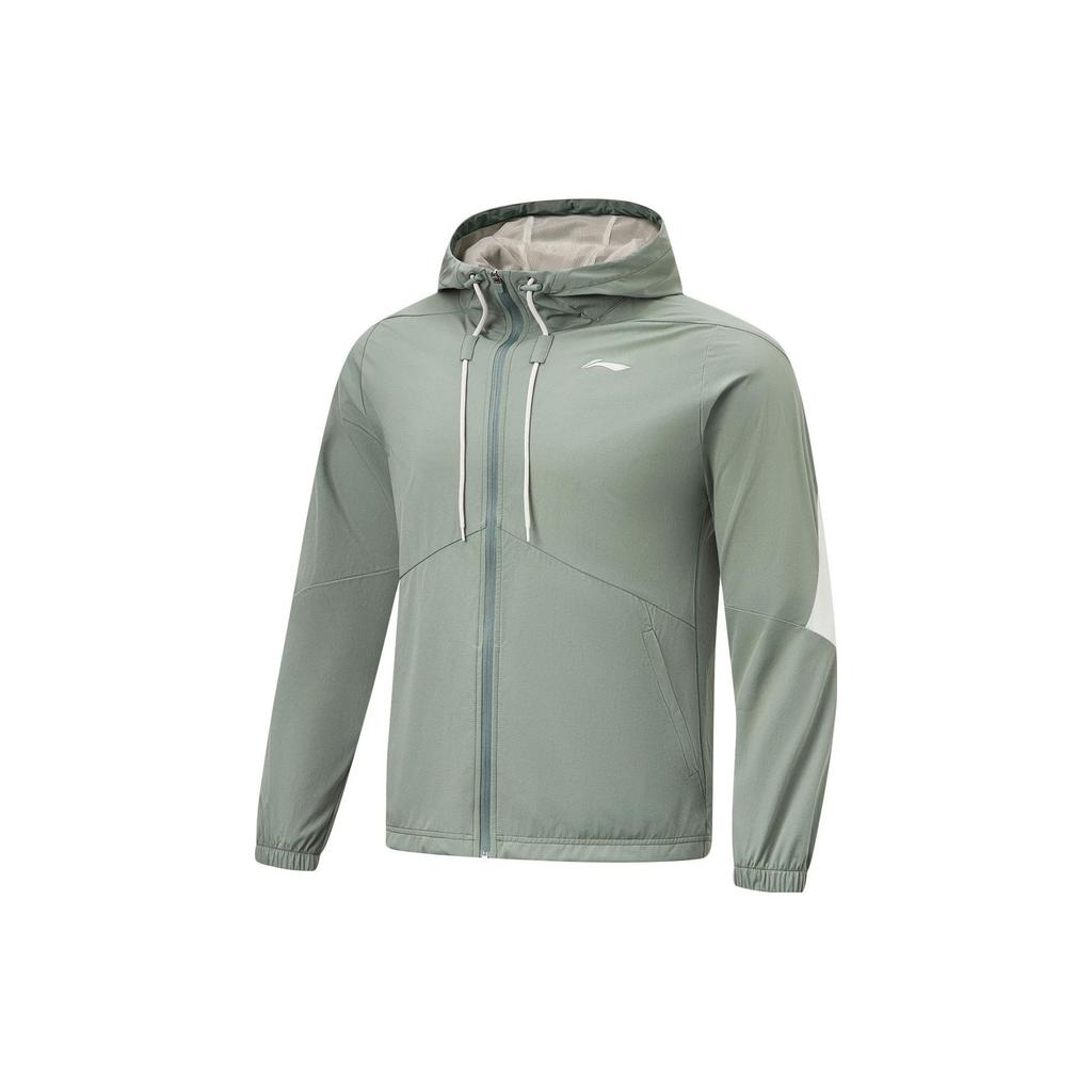 Li Ning Color Block Hooded Sports Jacket Men Jacket Gray Green AFDT411-3