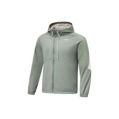 Li Ning Color Block Hooded Sports Jacket Men Jacket Gray Green AFDT411-3