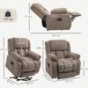 Recliner Armchair Lift Chair, Electric Recliner Chair with Vibration Massage and Heat, Wide Seat, USB Port, Light Brown