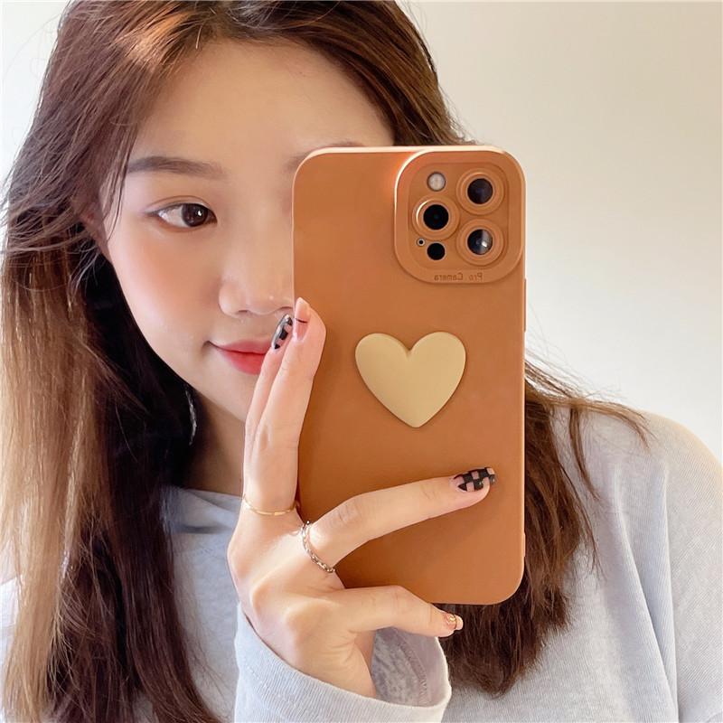 Подходит для чехла для мобильного телефона iPhone15 Мода 13 Любовь Матовый 14 Promax Apple 16 Защитный чехол Однотонный
