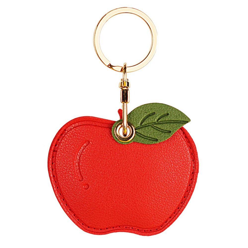 Protective Cartoon Key Holder Fruit Green Leaves PU Fruit Key Rings For Access Card