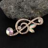 Women Crystal Rhiness Music Note Brooch Pin Corsage Jewelry Gift for