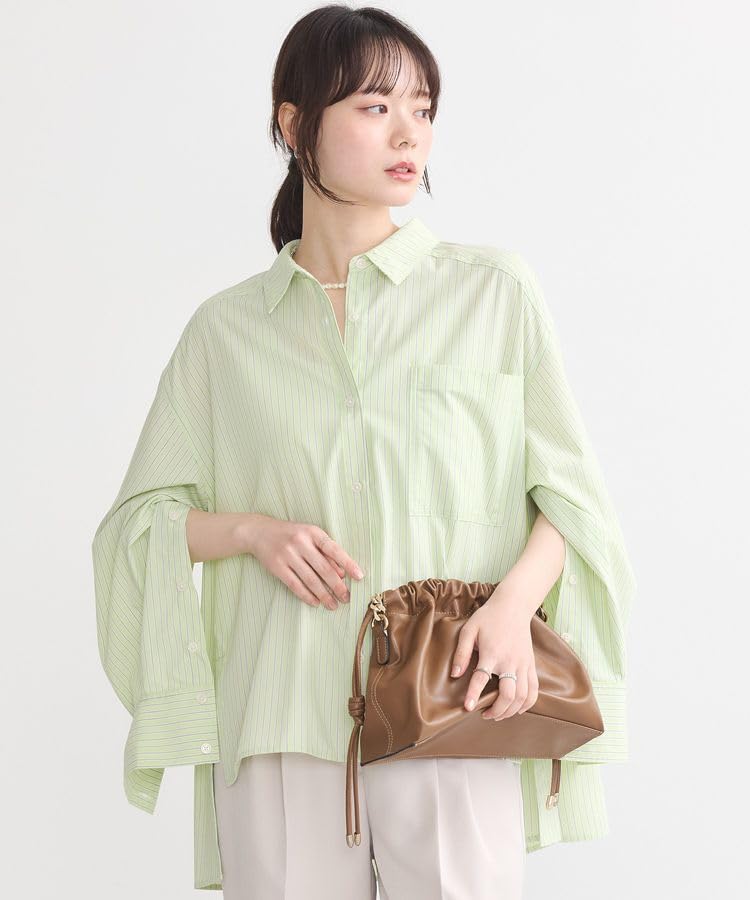 Повседневная полосатая рубашка Earth Music Ecology с боковыми разрезами для желтого цвета и для женщин,