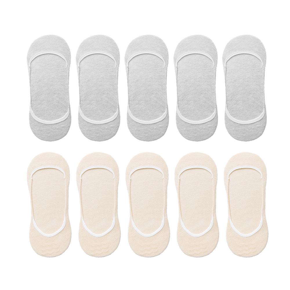 10 Pairs Women Invisible Sock Slippers Short Ankle Socks Set Fashion Ladies Woman Pack Solid Color Cotton Non-slip No Show Socks