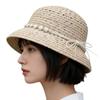 European and American natural high-grade raffia spring and summer hand-woven bucket hat conch chain beach sunscreen shading straw hat