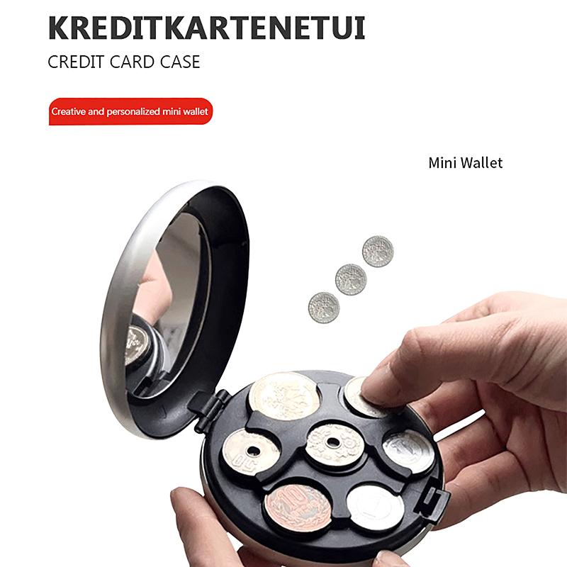 Модный креативный мини-коробка для хранения евромонет с зеркалом, портативный дорожный круглый кошелек из алюминиевого сплава с нулем евро, кошельки для монет