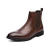 Wine Red Men Chelsea Boots Flock Round Toe Business Boots for Men with Low Heels Slip On Men Boots Bottes Pour Hommes 2024