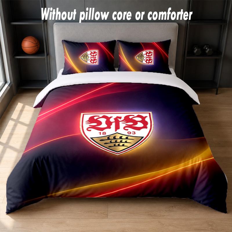 VfB Stuttgart Football Design Bed Bedding Set 1 Duvet Cover + 2 Pillowcases Soft Breathable Household Bed Linens