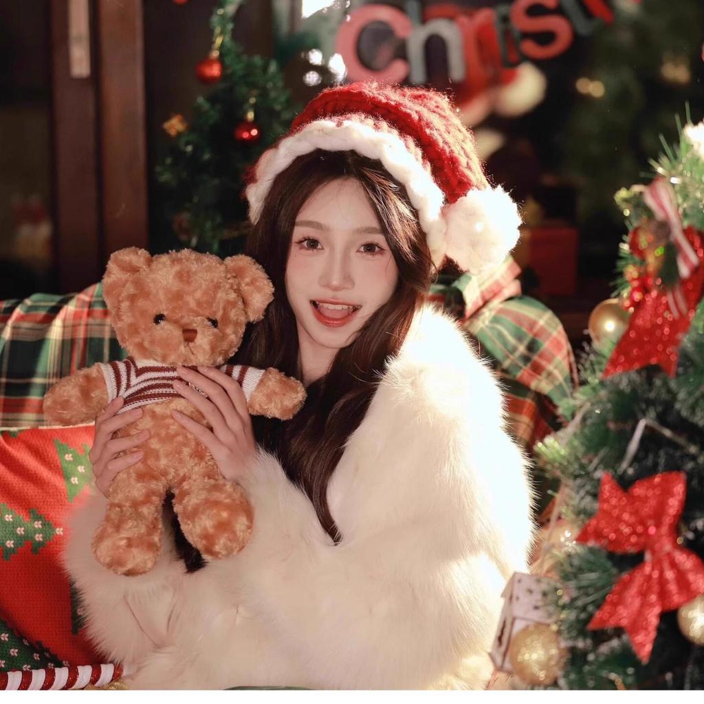 Вязаная шапка ручной работы для родителей и детей на Хэллоуин и Рождество, шапка Санта-Клауса - декоративная шапка-чехол для винной бутылки