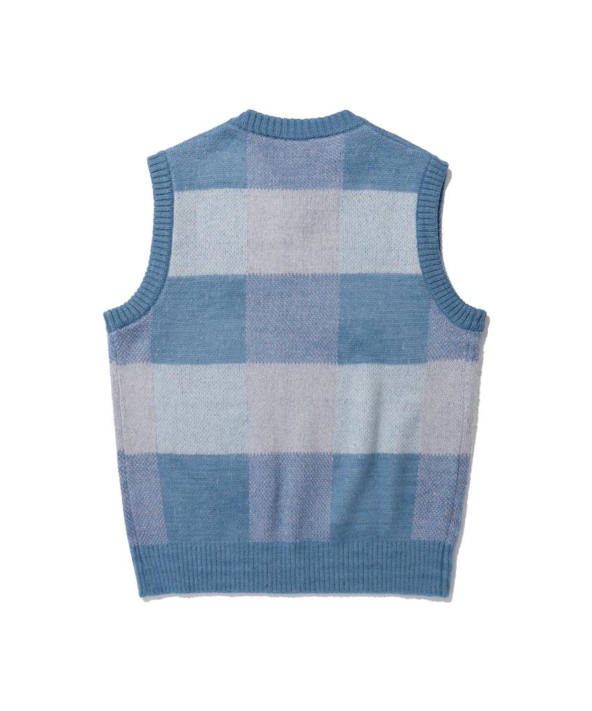 ISTKUNST Uuu Oval Logo Coloring Knit Vest_Blue(Ik2Cfmk680A)