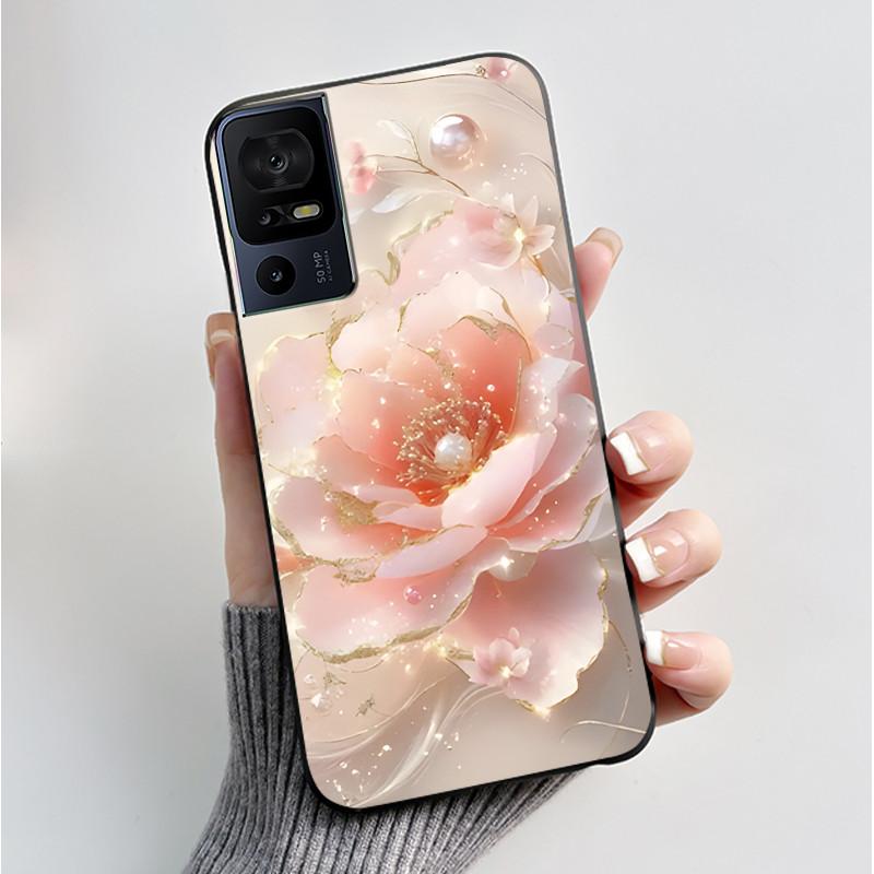 Phone Cover For TCL 40 SE 40 XL 40T Case Silicone Luxury Butterfly Flowers Black Bumper Soft TPU Coque for TCL 40SE 40XL Funda