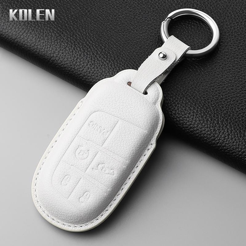 Leather Car Key Case Cover Shell for Jeep Renegade Compass Grand Cherokee for Chrysler 300C Wrangler Dodge Key Protector Holder