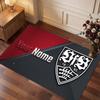 VfB Stuttgart FC Custom Crystal Velvet Rug, Personalized Name Text Print, Football Logo Soft Non‑Slip Floor Mat Home Decor Gift