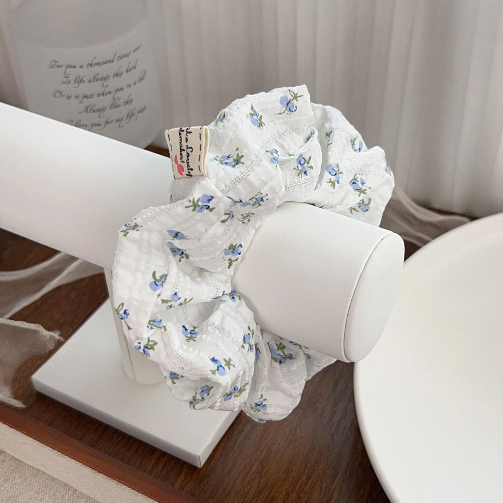 Корейские Новые Аксессуары для Волос Простой Садовый Стиль Повязка на Голову Винтажный Маленький Флористический Синяя Полоска Эластичная Резинка для Волос Веревка для Волос