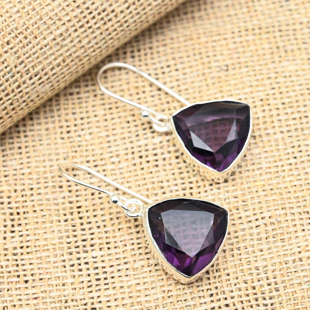 Ювелирные серьги из стерлингового серебра 925 пробы с аметистом ручной работы для свадебного подарка
