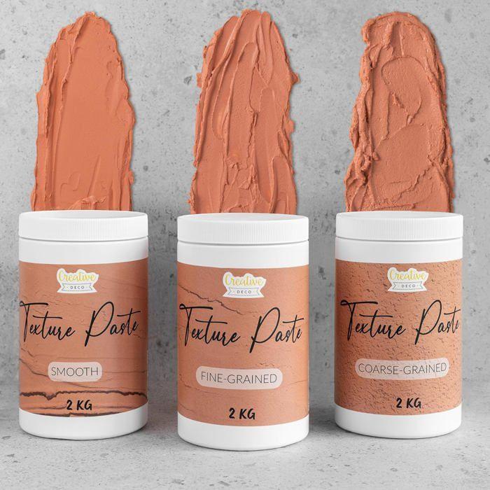 Pâte de Structure CREATIVE DECO | Grain Fin 2kg Rouge Brique | Pâte à Relief pour Peinture Acrylique | Pâte Texturée | Effet 3D