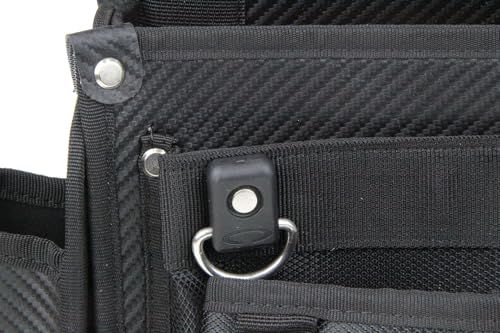 SK11 Black Temporary Frame Nail Bag with Bottom Reinforcement, Carbon Fiber Fabric, and Pleated Belt for Carabiners and Rings (SKC2-6BK)